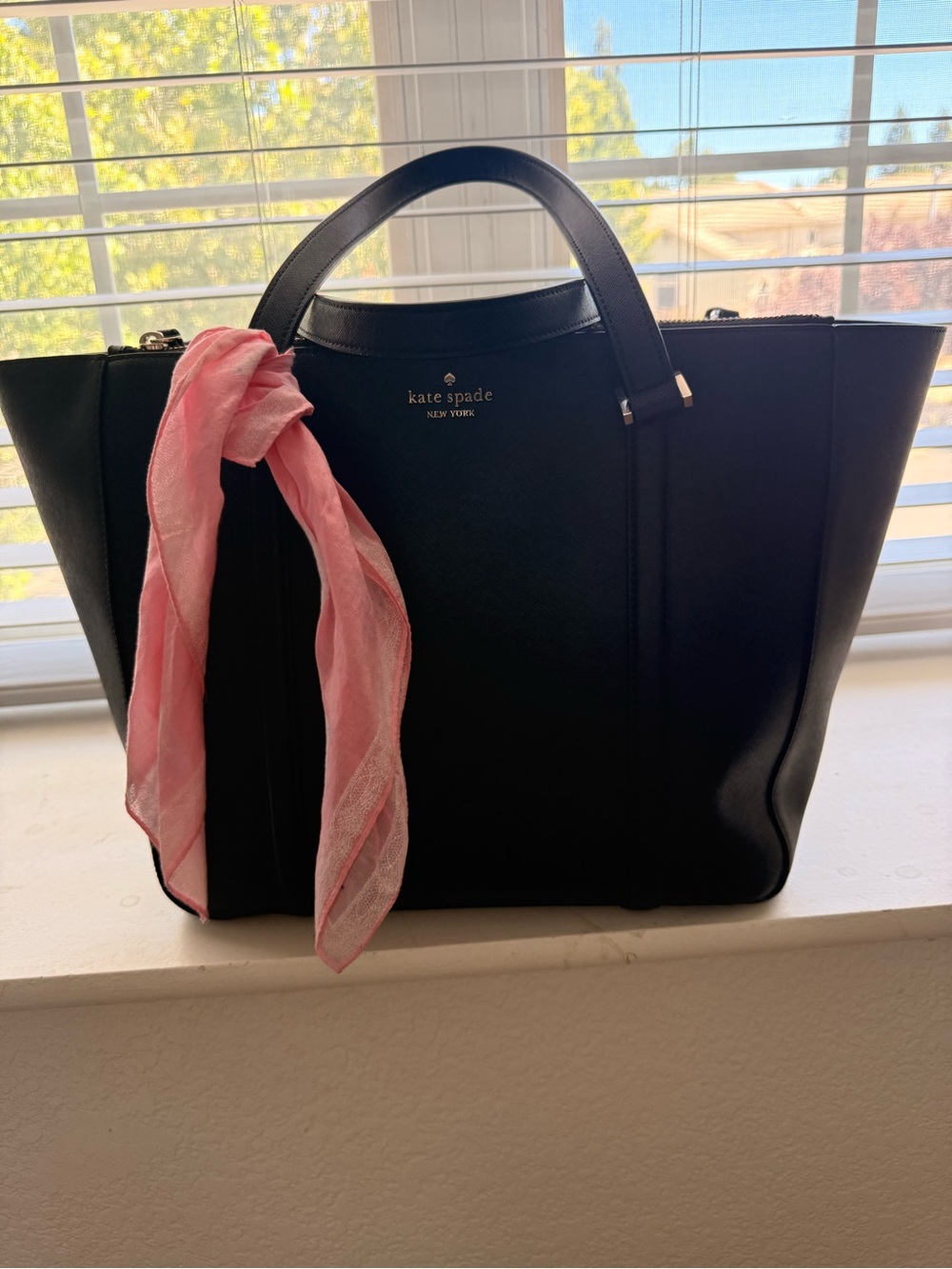 kate spade Black Tote with Pink Scarf Accent - Picture 8 of 8
